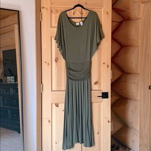 Newport News Batwing Asym.  Dress w/ ruched waist